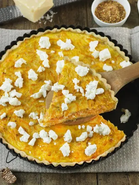 Tarte carotte, oignon et fromage de brebis - Recette à Prix Engagés Septembre 2024
