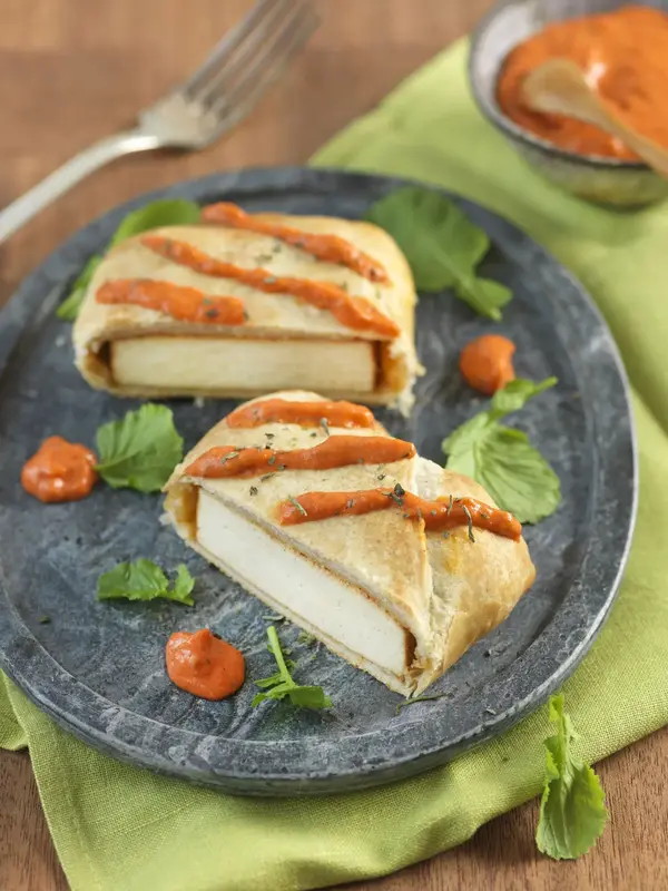 Tofu feuilleté et sauce aux poivrons - Recette à Prix Engagés Mars / Avril 2025